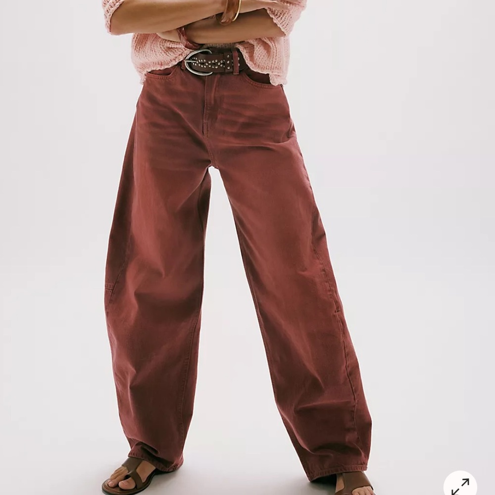 We The Free Wide Leg Jeans in Rust Red